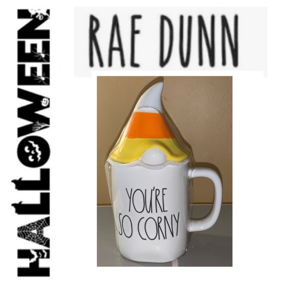 🫟 RAE DUNN Halloween Gnome You’re So Corny Figural Mug Candy Corn NIB - Picture 1 of 7